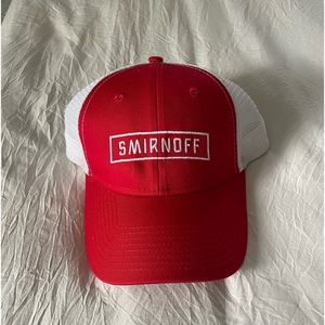 Red and White Smirnoff Snap Back Trucker Hat Adjustable
